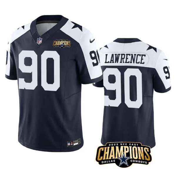 Men & Women & Youth Dallas Cowboys #90 DeMarcus Lawrence Navy White 2023 F.U.S.E. NFC East Champions Patch Jersey